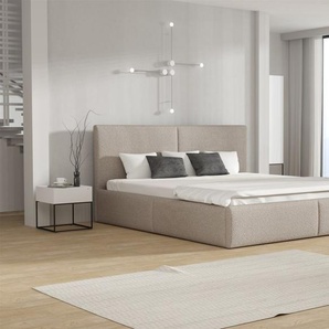 Polsterbett Doppelbett BERGEN 160x200cm Stoff Freya Cappuccino