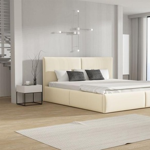 Polsterbett Doppelbett BERGEN Komplettset 120x200cm Stoff Magic Velvet Creme