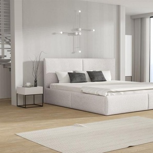 Polsterbett Doppelbett BERGEN Komplettset 160x200cm Stoff Freya Weiß