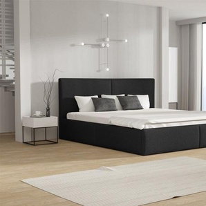Polsterbett Doppelbett BERGEN Komplettset 180x200cm Stoff Freya Schwarz