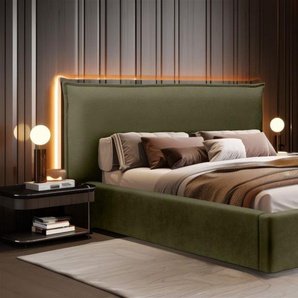 Polsterbett Doppelbett Bett AMADA 140x200cm Komplettset in Stoff Ditra Grün