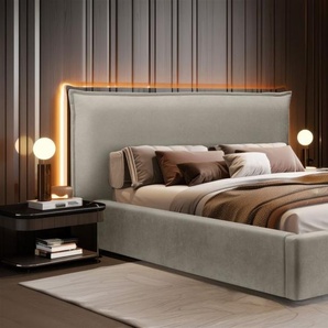 Polsterbett Doppelbett Bett AMADA 160x200cm in Stoff Ditra Graubeige