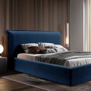 Polsterbett Doppelbett Bett AMADA 160x200cm in Stoff Pop Blau