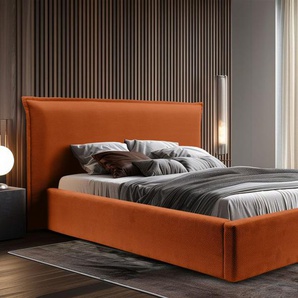 Polsterbett Doppelbett Bett AMADA 180x200cm in Stoff Pop Kupfer