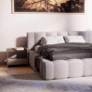 Polsterbett Doppelbett Bett LIZETH 140x200cm in Stoff Perfect Harmony Hellgrau