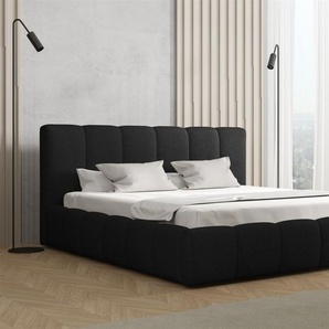 Polsterbett Doppelbett GIULIA 140x200cm Stoff Freya Schwarz