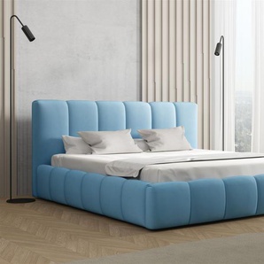 Polsterbett Doppelbett GIULIA 140x200cm Stoff Magic Velvet Sky