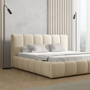Polsterbett Doppelbett GIULIA 200x200cm Stoff Magic Velvet Creme