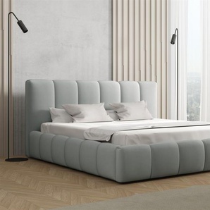 Polsterbett Doppelbett GIULIA Komplettset 180x200cm Stoff Magic Velvet Hellgrau