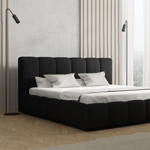Polsterbett Doppelbett GIULIA Komplettset 180x200cm Stoff Magic Velvet Schwarz