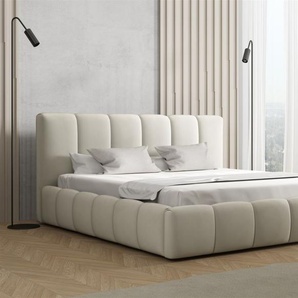 Polsterbett Doppelbett GIULIA Komplettset 200x200cm Stoff Magic Velvet Beige