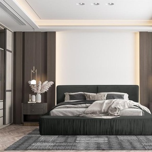 Polsterbett Doppelbett LEXIE 160x200cm Komplettset in Stoff Riviera Anthrazit