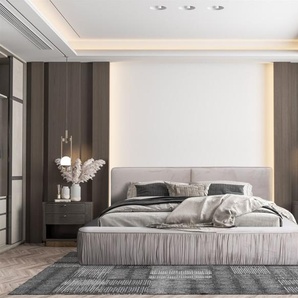 Polsterbett Doppelbett LEXIE 160x200cm Komplettset in Stoff Riviera Beige