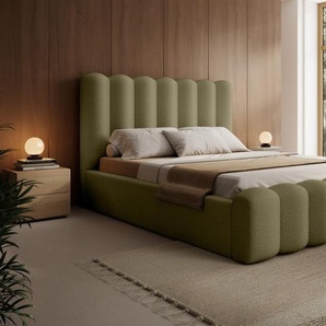 Polsterbett Doppelbett MACON 140x200cm Komplettset Stoff Euphoria Olivgrün