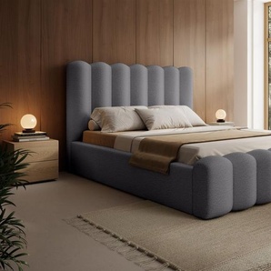 Polsterbett Doppelbett MACON 160x200cm Komplettset Stoff Euphoria Dunkelgrau