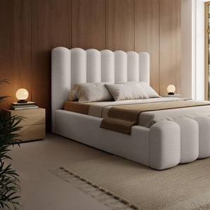 Polsterbett Doppelbett MACON 180x200cm in Stoff Euphoria Creme