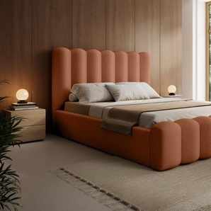 Polsterbett Doppelbett MACON 180x200cm in Stoff Euphoria Rostbraun