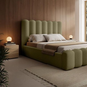 Polsterbett Doppelbett MACON 180x200cm Komplettset Stoff Euphoria Olivgrün