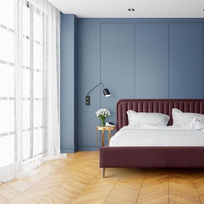 Polsterbett Doppelbett MIAMI 160x200cm Komplettset in Stoff Monolith Bordeauxrot