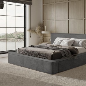 Polsterbett Doppelbett MODESTO Komplettset 140x200cm in Stoff Lincoln Anthrazit