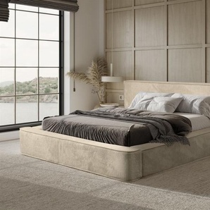 Polsterbett Doppelbett MODESTO Komplettset 140x200cm in Stoff Lincoln Beige