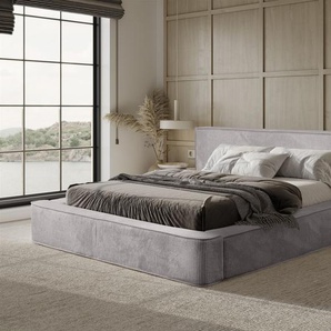 Polsterbett Doppelbett MODESTO Komplettset 140x200cm in Stoff Lincoln Grau