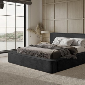 Polsterbett Doppelbett MODESTO Komplettset 140x200cm in Stoff Lincoln Schwarz