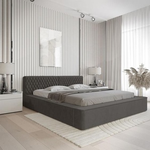 Polsterbett Doppelbett NORFOLK 160x200cm in Stoff Ditra Anthrazit