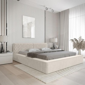 Polsterbett Doppelbett NORFOLK 180x200cm in Stoff Ditra Creme