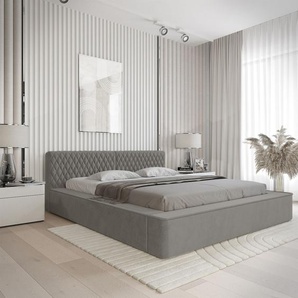 Polsterbett Doppelbett NORFOLK 180x200cm in Stoff Ditra Grau