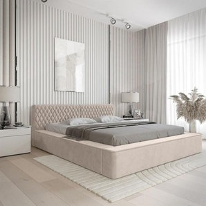 Polsterbett Doppelbett NORFOLK Komplettset 140x200cm in Stoff Ditra Beige