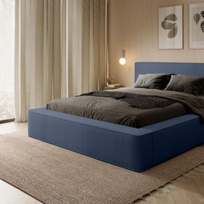 Polsterbett Doppelbett OMAHA 140x200cm in Stoff Euphoria Blau