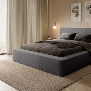 Polsterbett Doppelbett OMAHA 140x200cm Komplettset Stoff Euphoria Dunkelgrau