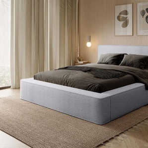 Polsterbett Doppelbett OMAHA 180x200cm in Stoff Euphoria Hellgrau
