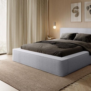 Polsterbett Doppelbett OMAHA 180x200cm Komplettset Stoff Euphoria Hellgrau