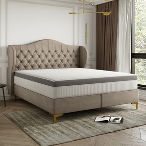 Polsterbett Doppelbett PELAGIO Stoff Whisper Braun 160x200cm inkl. Matratze