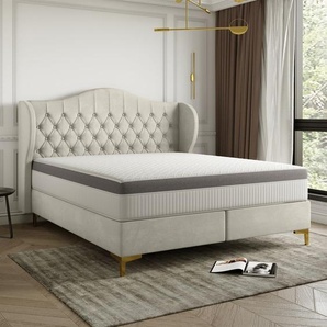 Polsterbett Doppelbett PELAGIO Stoff Whisper Cream 180x200cm inkl. Matratze