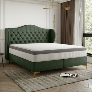 Polsterbett Doppelbett PELAGIO Stoff Whisper Forest 140x200cm inkl. Matratze