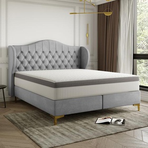 Polsterbett Doppelbett PELAGIO Stoff Whisper Grau 140x200cm inkl. Matratze