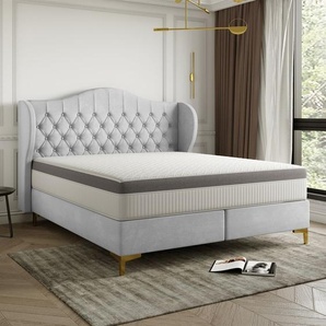 Polsterbett Doppelbett PELAGIO Stoff Whisper Hellgrau 180x200cm inkl. Matratze