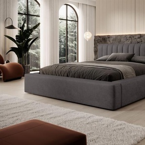 Polsterbett Doppelbett PEORIA 140x200cm in Stoff Macau Anthrazit