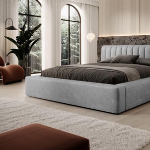 Polsterbett Doppelbett PEORIA 140x200cm in Stoff Macau Grau