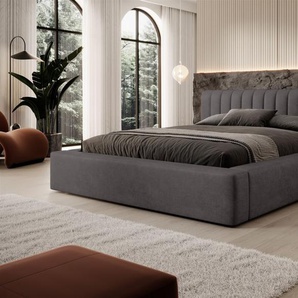 Polsterbett Doppelbett PEORIA 160x200cm in Stoff Macau Anthrazit