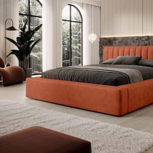 Polsterbett Doppelbett PEORIA 180x200cm in Stoff Macau Rostbraun