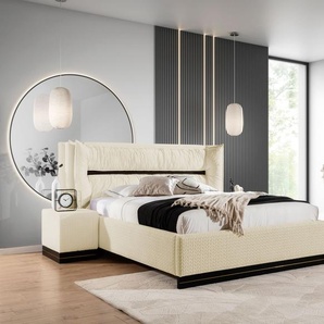 Polsterbett Doppelbett Set.1 HAMILTON 120x200cm Stoff Magic Velvet Creme