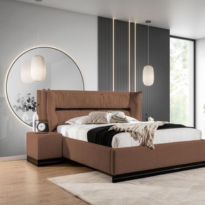 Polsterbett Doppelbett Set.1 HAMILTON 140x200cm Stoff Magic Velvet Braun
