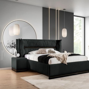 Polsterbett Doppelbett Set.1 HAMILTON 160x200cm Stoff Magic Velvet Schwarz