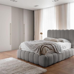 Polsterbett Doppelbett Set.2 CARSON 200x200cm Stoff Catch Me Silbergrau