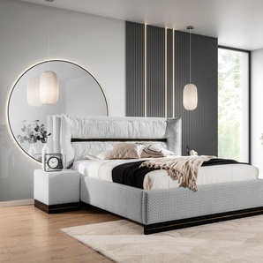 Polsterbett Doppelbett Set.2 HAMILTON 140x200cm Stoff Magic Velvet Hellgrau