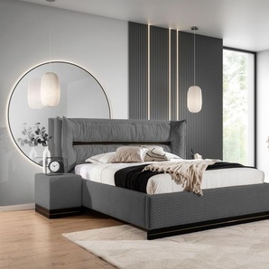 Polsterbett Doppelbett Set.3 HAMILTON 180x200cm Stoff Magic Velvet Grafit